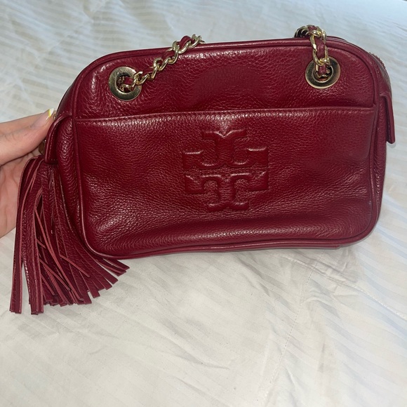 Tory Burch Handbags - Tory Burch Burgundy Leather Crossbody Bag